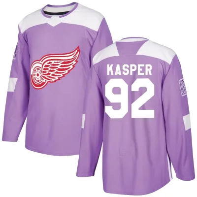 Men's Marco Kasper Detroit Red Wings Hockey Fights Cancer Practice Jersey - Purple Authentic