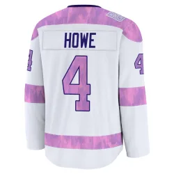 Men's Mark Howe Detroit Red Wings 2024 Hockey Fights Cancer Practice Jersey - White Premium