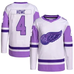 Men's Mark Howe Detroit Red Wings Hockey Fights Cancer Primegreen Jersey - White/Purple Authentic