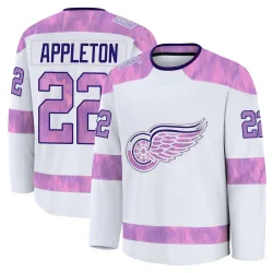 Men's Mason Appleton Detroit Red Wings 2024 Hockey Fights Cancer Practice Jersey - White Premium