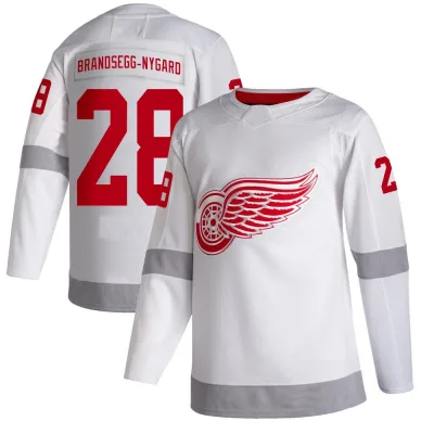 Men's Michael Brandsegg-Nygård Detroit Red Wings Michael Brandsegg-Nygard 2020/21 Reverse Retro Jersey - White Authentic