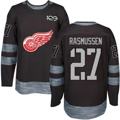 Men's Michael Rasmussen Detroit Red Wings 1917-2017 100th Anniversary Jersey - Black Authentic