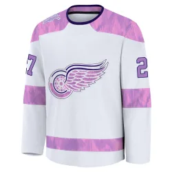 Men's Michael Rasmussen Detroit Red Wings 2024 Hockey Fights Cancer Practice Jersey - White Premium