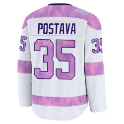 Men's Michal Postava Detroit Red Wings 2024 Hockey Fights Cancer Practice Jersey - White Premium