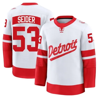 Men's Moritz Seider Detroit Red Wings 2025 Stadium Series Jersey - White Premium