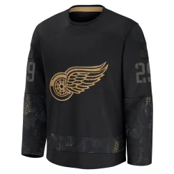 Men's Nate Danielson Detroit Red Wings 2024 Military Appreciation Practice Jersey - Black Premium