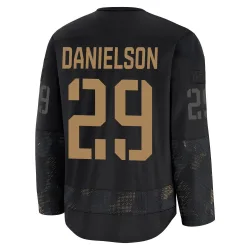 Men's Nate Danielson Detroit Red Wings 2024 Military Appreciation Practice Jersey - Black Premium