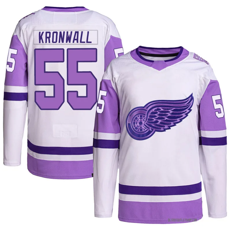 Men's Niklas Kronwall Detroit Red Wings Hockey Fights Cancer Primegreen Jersey - White/Purple Authentic
