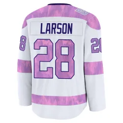Men's Reed Larson Detroit Red Wings 2024 Hockey Fights Cancer Practice Jersey - White Premium