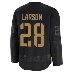 Men's Reed Larson Detroit Red Wings 2024 Military Appreciation Practice Jersey - Black Premium