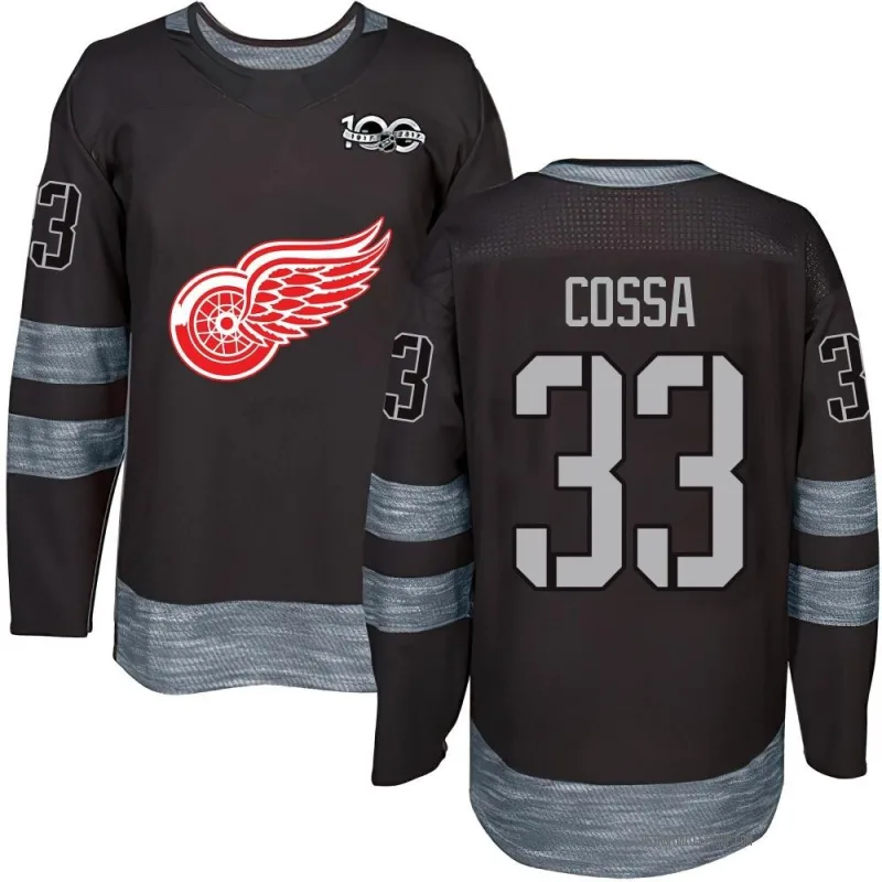 Men's Sebastian Cossa Detroit Red Wings 1917-2017 100th Anniversary Jersey - Black Authentic