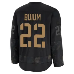 Men's Shai Buium Detroit Red Wings 2024 Military Appreciation Practice Jersey - Black Premium