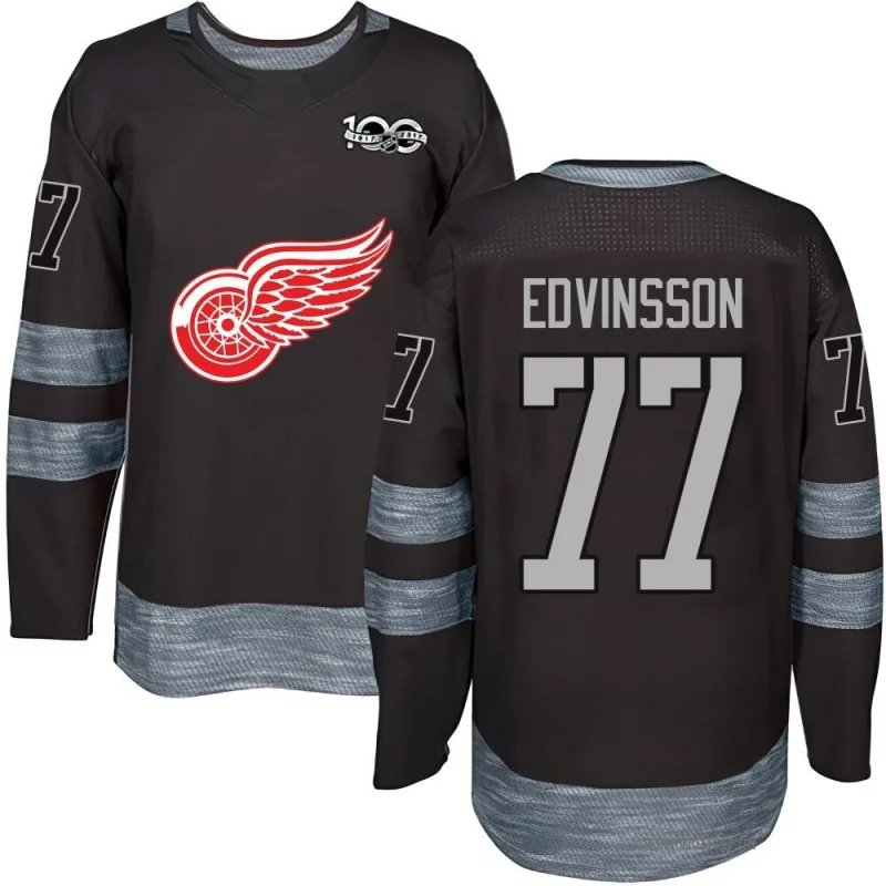 Men's Simon Edvinsson Detroit Red Wings 1917-2017 100th Anniversary Jersey - Black Authentic