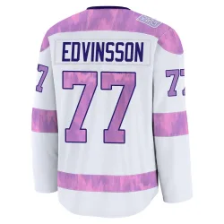 Men's Simon Edvinsson Detroit Red Wings 2024 Hockey Fights Cancer Practice Jersey - White Premium