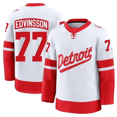 Men's Simon Edvinsson Detroit Red Wings 2025 Stadium Series Jersey - White Premium