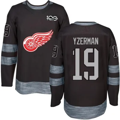 Men's Steve Yzerman Detroit Red Wings 1917-2017 100th Anniversary Jersey - Black Authentic