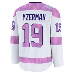 Men's Steve Yzerman Detroit Red Wings 2024 Hockey Fights Cancer Practice Jersey - White Premium