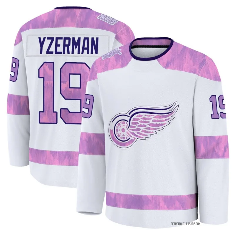 Men's Steve Yzerman Detroit Red Wings 2024 Hockey Fights Cancer Practice Jersey - White Premium