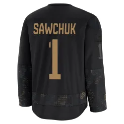 Men's Terry Sawchuk Detroit Red Wings 2024 Military Appreciation Practice Jersey - Black Premium