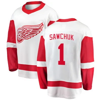Men's Terry Sawchuk Detroit Red Wings Away Jersey - White Breakaway