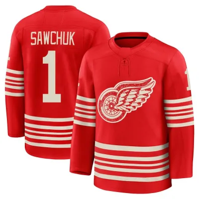 Men's Terry Sawchuk Detroit Red Wings Centennial Jersey - Red Premium
