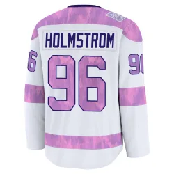 Men's Tomas Holmstrom Detroit Red Wings 2024 Hockey Fights Cancer Practice Jersey - White Premium