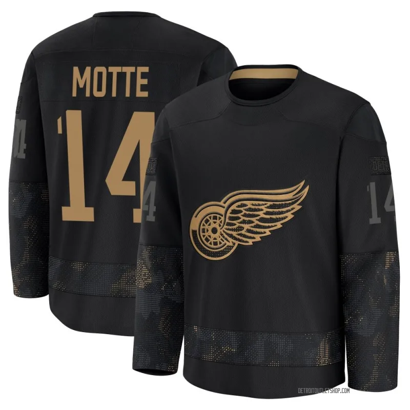 Men's Tyler Motte Detroit Red Wings 2024 Military Appreciation Practice Jersey - Black Premium
