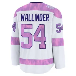 Men's William Wallinder Detroit Red Wings 2024 Hockey Fights Cancer Practice Jersey - White Premium