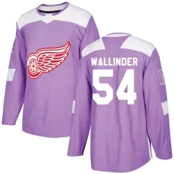 Men's William Wallinder Detroit Red Wings Hockey Fights Cancer Practice Jersey - Purple Authentic