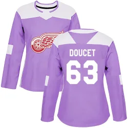 Women's Alexandre Doucet Detroit Red Wings Hockey Fights Cancer Practice Jersey - Purple Authentic