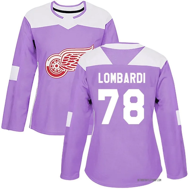 Women's Amadeus Lombardi Detroit Red Wings Hockey Fights Cancer Practice Jersey - Purple Authentic