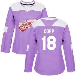 Women's Andrew Copp Detroit Red Wings Hockey Fights Cancer Practice Jersey - Purple Authentic