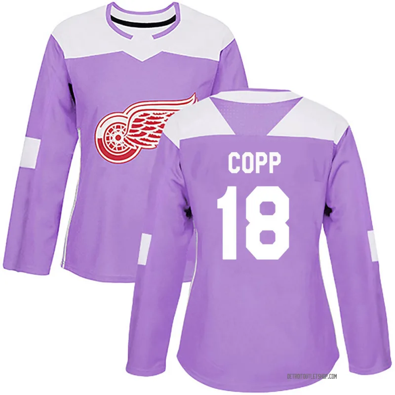 Women's Andrew Copp Detroit Red Wings Hockey Fights Cancer Practice Jersey - Purple Authentic