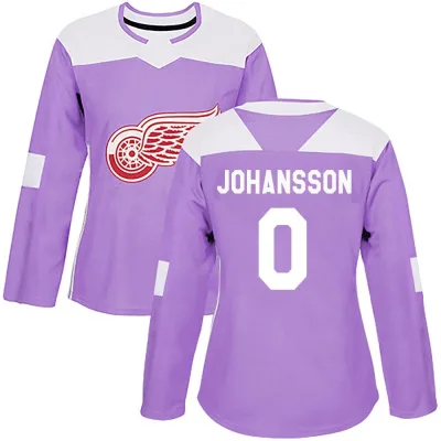 Women's Anton Johansson Detroit Red Wings Hockey Fights Cancer Practice Jersey - Purple Authentic