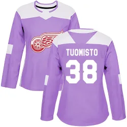 Women's Antti Tuomisto Detroit Red Wings Hockey Fights Cancer Practice Jersey - Purple Authentic