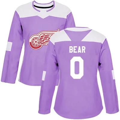 Women's Carter Bear Detroit Red Wings Hockey Fights Cancer Practice Jersey - Purple Authentic