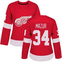 Women's Carter Mazur Detroit Red Wings Home Jersey - Red Authentic