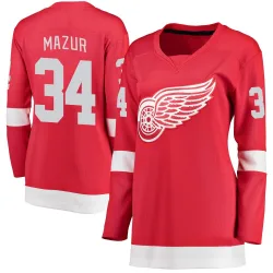 Women's Carter Mazur Detroit Red Wings Home Jersey - Red Breakaway