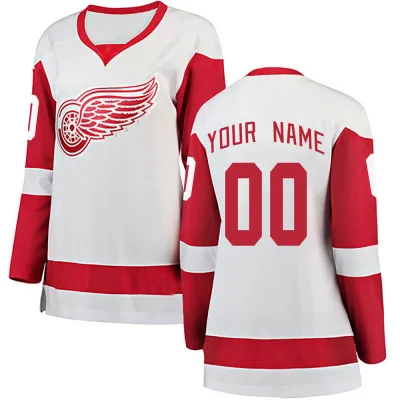 Women's Custom Detroit Red Wings Away Jersey - White Breakaway