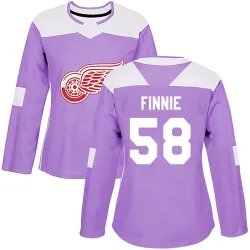 Women's Emmitt Finnie Detroit Red Wings Hockey Fights Cancer Practice Jersey - Purple Authentic
