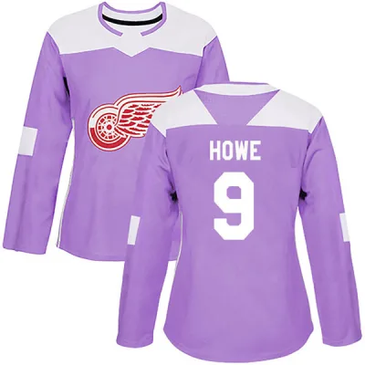 Women's Gordie Howe Detroit Red Wings Hockey Fights Cancer Practice Jersey - Purple Authentic