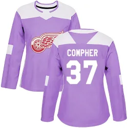 Women's J.T. Compher Detroit Red Wings Hockey Fights Cancer Practice Jersey - Purple Authentic