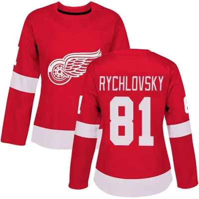 Women's Jakub Rychlovsky Detroit Red Wings Home Jersey - Red Authentic