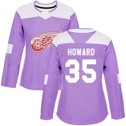 Women's Jimmy Howard Detroit Red Wings Hockey Fights Cancer Practice Jersey - Purple Authentic