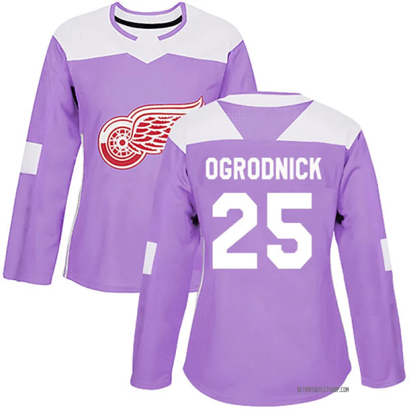 Women's John Ogrodnick Detroit Red Wings Hockey Fights Cancer Practice Jersey - Purple Authentic