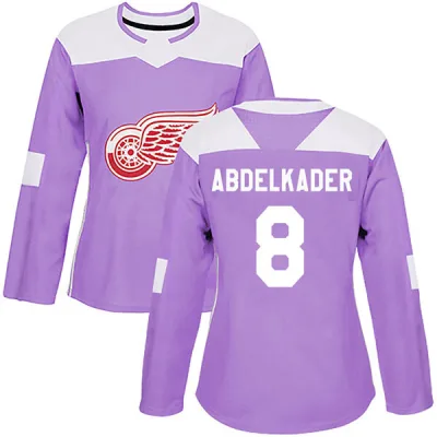 Women's Justin Abdelkader Detroit Red Wings Hockey Fights Cancer Practice Jersey - Purple Authentic