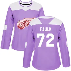 Women's Justin Faulk Detroit Red Wings Hockey Fights Cancer Practice Jersey - Purple Authentic