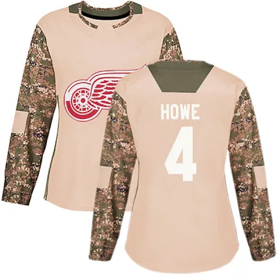 Women's Mark Howe Detroit Red Wings Veterans Day Practice Jersey - Camo Authentic