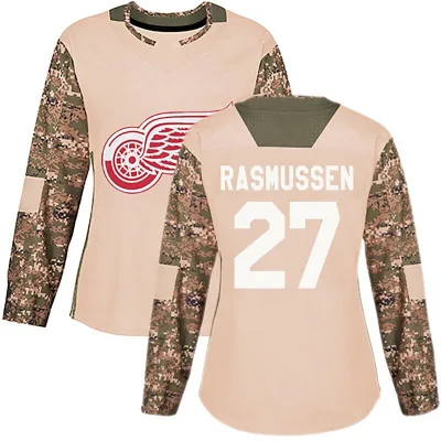 Women's Michael Rasmussen Detroit Red Wings Veterans Day Practice Jersey - Camo Authentic