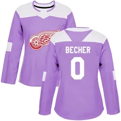 Women's Ondrej Becher Detroit Red Wings Hockey Fights Cancer Practice Jersey - Purple Authentic
